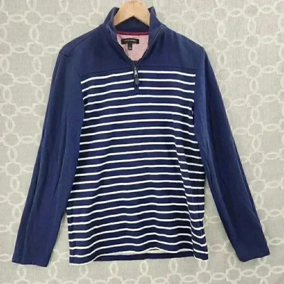 Banana Republic Stripe Mock‎ Neck Pullover Sweatshirt Men's M - Picture 1 of 8